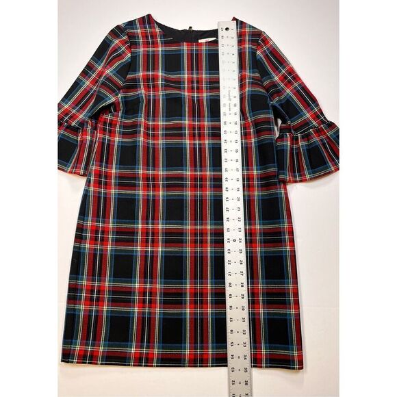 Vineyard Vines Jolly Plaid Greenwich Flutter Sleeve Shift Dress Black Red Size 6 - Picture 4 of 8